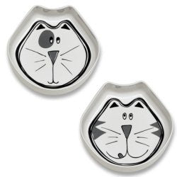 ORE Pet Comic Kitty Bowl Set - Black & Gray