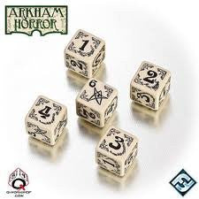 Beige & black Arkham Horror Dice (set of 5)