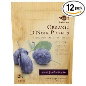 Organic Dried Fruit D`Noir Prunes, Pitted 7.0 OZ (Pack of 12)