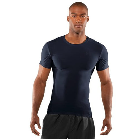 Men's Tactical HeatGear® Compression Short Sleeve T-Shirt Tops by Under Armour (Color: Dark Navy Blue/Clear Size:)
