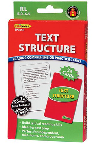 Text Structure Reading Comprehension Practice Cards, GreenLevel