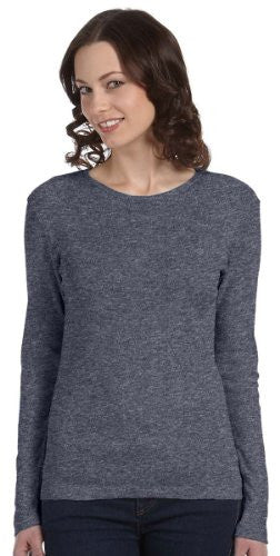 Women's Baby Rib Long Sleeve Crew Neck Tee - 5001 - (Deep Heather - S)