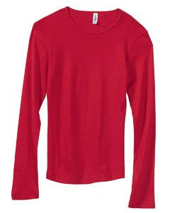 Women's Baby Rib Long Sleeve Crew Neck Tee - 5001 - (Red - S)