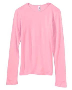 Women's Baby Rib Long Sleeve Crew Neck Tee - 5001 - (Pink - M)