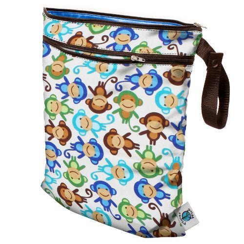 Planet Wise Wet/Dry Diaper Bag (Color: Monkey Fun)