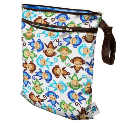 Planet Wise Wet/Dry Diaper Bag (Color: Monkey Fun)
