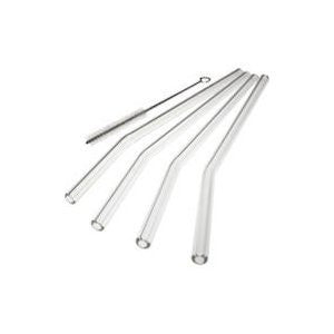 Glass Dharma Beautiful Bends 9.5mm Drinking Straws, Set of 4 with Brush