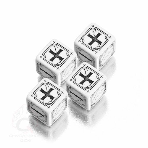 White & black Antique Fudge Dice (set of 4)