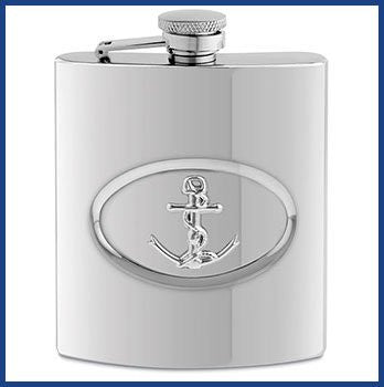 Stainless Steel Anchor Flask - 8 oz