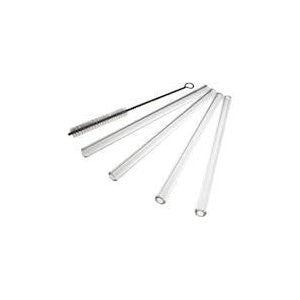 Glass Dharma 5 Piece set of 4 Simple Elegance 9.5mm 8 Inch Glass Straws with Brush Set