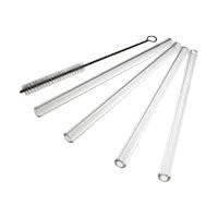 Glass Dharma Set of 4 Simple Elegance 12mm x 8" drinking straws with cleaning brush