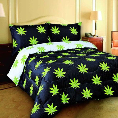Pot Leaf Reversible Comforter - Queen/Full