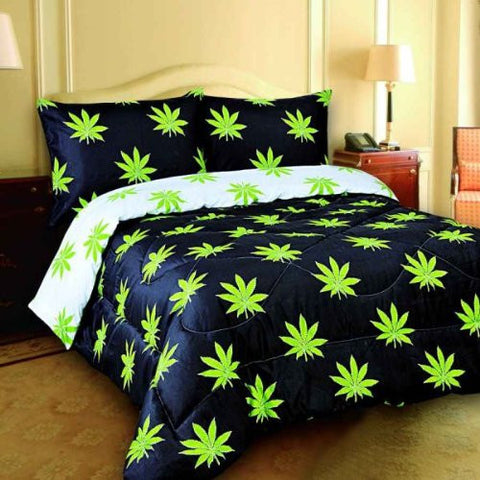 Pot Leaf Reversible Comforter - Queen/Full