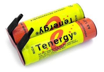Tenergy AA NiCd Flat Top Battery With Tabs