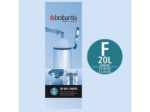Bin Liner F, 20 liter, Slimline [20 bags per roll] - White