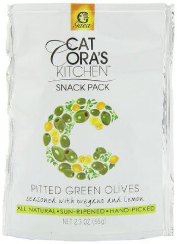 Cat Cora's Kitchen by Gaea Snack Pack, Pitted Green Olives with Oregano and Lemon, 2.3 Ounce