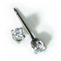 14K White GoldTiffany CZ 3mm Earring