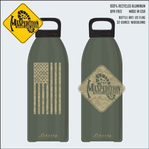 MAXPEDITION 32oz Water Bottle "FLAG" (Woodland)