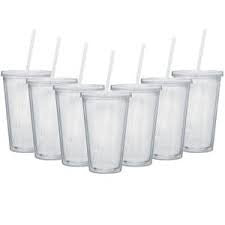 BPA Free Double Wall Clear To Go Cup with Straw and Lid (Package Quantity: 12 Size: 16 oz)