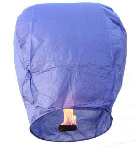 40" Tall Premium SKY LANTERNS - Fully Assembled - Flame Retardant - 100% Biodgradable (Size: Color: Blue)