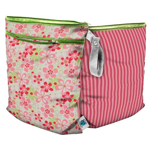 Planet Wise Wet/Dry Diaper Bag (Color: Pink Daisy Stripe (2-sided))