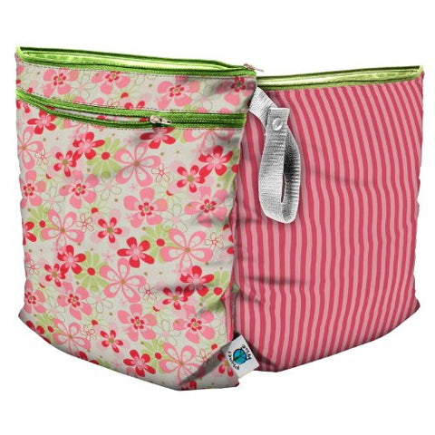 Planet Wise Wet/Dry Diaper Bag (Color: Pink Daisy Stripe (2-sided))