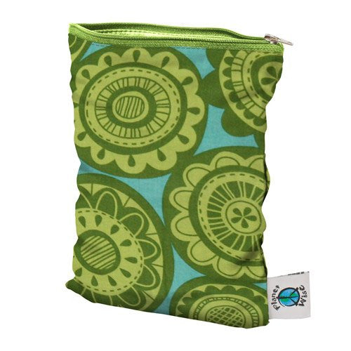 Planet Wise Wet Diaper Bag, Lime Somersaults, Medium