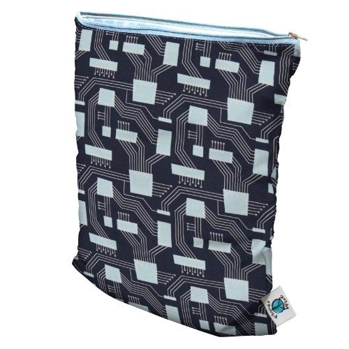 Planet Wise Wet Diaper Bag, Organic Navy Circuits, Medium