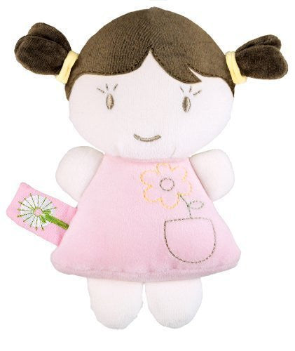 Dandelion Organic Baby Doll Rattle, Brunette