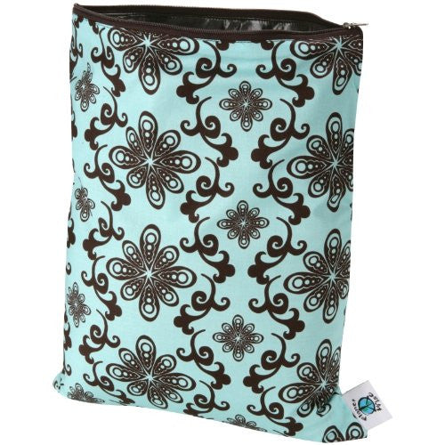 Planet Wise (Medium) Washable/Reusable Wet Bag for Swimwear, Diapers, Gym, Yoga, Travel, etc (Color: Aqua Swirl)