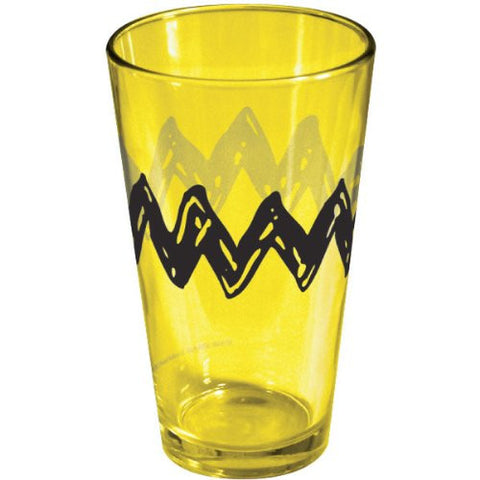 Peanuts Charlie Brown Zig-Zag T-Shirt Design, Yellow 16 oz. Pint Glass