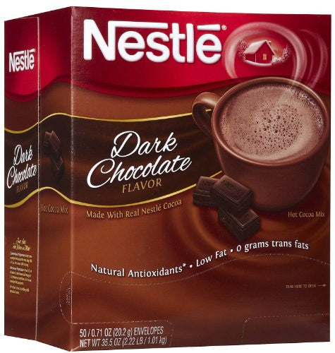 Nestle® Hot Cocoa Mix, Dark Chocolate, .71 oz. Packets, 50/Bx