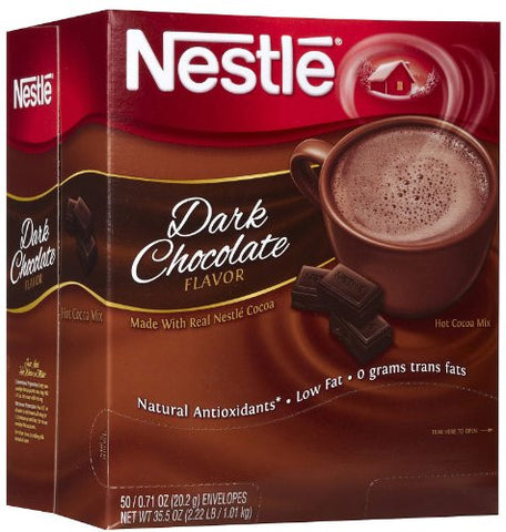 Nestle® Hot Cocoa Mix, Dark Chocolate, .71 oz. Packets, 50/Bx