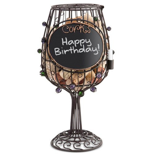 "Chalkboard " Write A Note, Wine Glass Cork Saving Cage