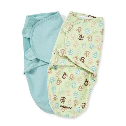 Summer Infant 2 Count Swaddleme Blanket, Monkey Fun, Small
