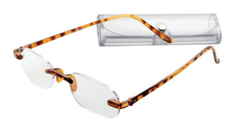 "Rimless Oval Gel Temples" Travel Readers (Tortoise-1.75)