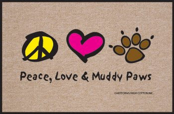 High Cotton Peace Love Paws Indoor / Outdoor Doormat