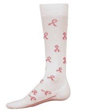 I Care Compression Socks, Large, White/Flo. Pink