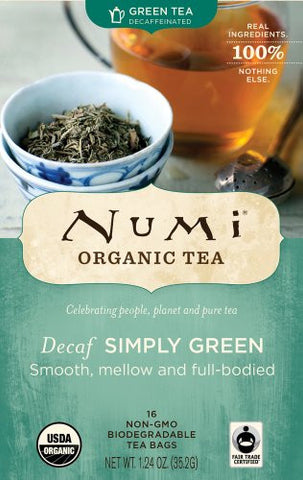 Numi Green Teas Decaf Simply Green, FT At least 95% Organic 16 Bags