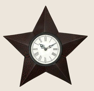Country Star Wall Clock~black and Red Crackle