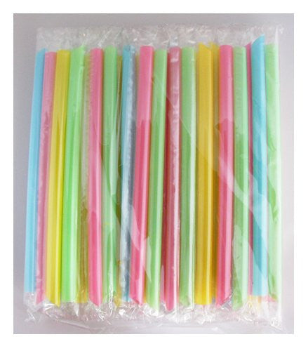 120 Super Wide Milkshake Straws - 8" [ Individually Wrapped ]