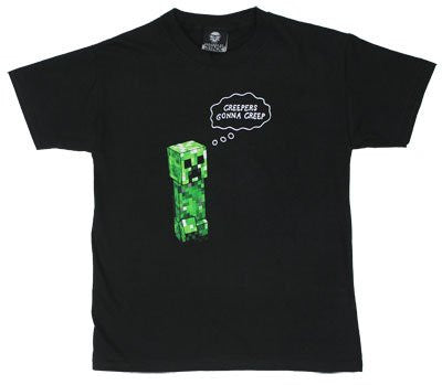 Minecraft Creepers Gonna Creep Youth Tee - Black, Large