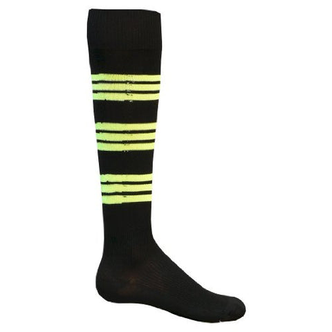 Florescent Warrior Athletic Socks, Large, Black/Flo. Green