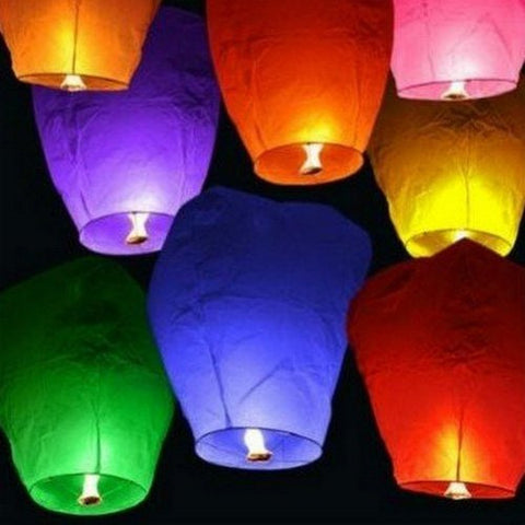 20 Chinese Sky Fly Fire Lanterns Wish Party Wedding Birthday Multi Color (Color: Multi)