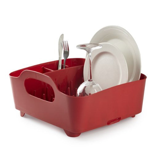 Umbra Tub Dish Drying Rack, Red