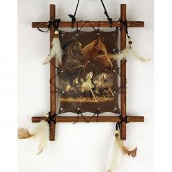 FRAMED INDIAN PICTURE/ HORSE - 11" H X 9" L