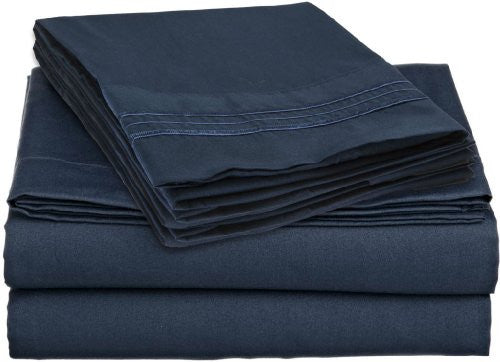 Clara Clark Premier 1800 Series Bed Sheet Set (Size: Queen Color: Navy Blue)
