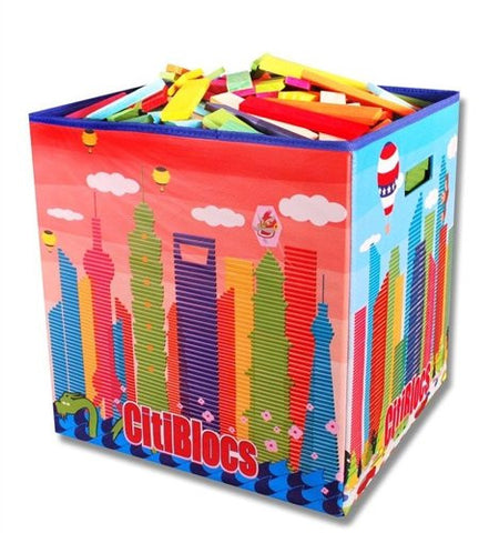 CitiBlocs - Multicolor Building Block Set with 500-Pieces and Storage Bin, Assorted Colors, 0BCTBIN500C
