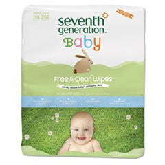 Seventh Generation Baby Free and Clear Wipes Refill -- 256 Unscented Wipes