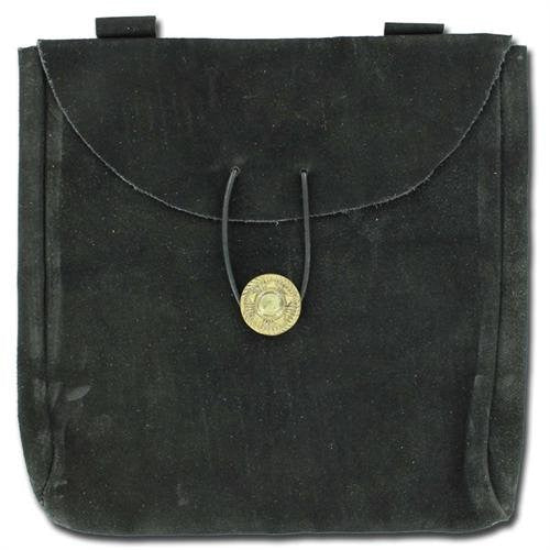 Medieval Renaissance Leather Black Suede Pouch Large